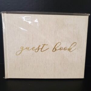 Bloom Daily Planners Guest Book, Gold Linen Wedding Party Retirement Graduation